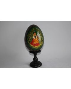 Œuf en bois laqué Russe Conte Chaperon rouge Loup