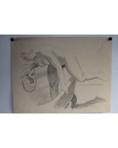 Lithographie originale Henry MEYLAN Femme nue entrant dans son bain
