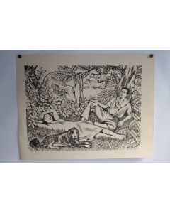 Lithographie originale Henry MEYLAN A la campagne