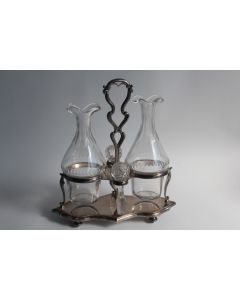 Huilier vinaigrier cristal et métal argenté A. Frenais