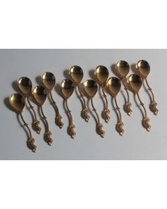 Douze petites cuillères à moka argent vermeil Allemagne