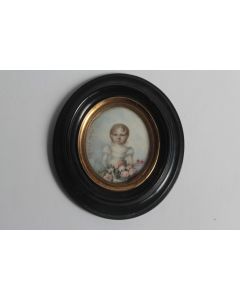 Peinture miniature Pauline Nicolet Mme J. Perrel enfant XIXe siècle