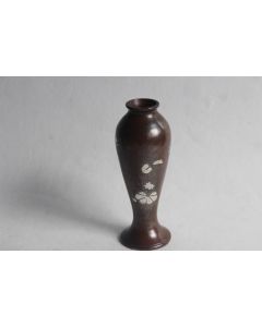 Vase bronze incrusté d'argent Vietnam 1900