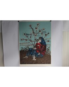 Lithographie originale Max HUNZIKER Madonna 1968