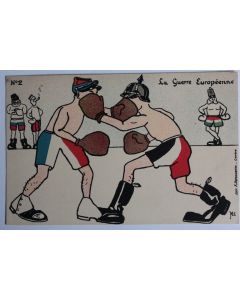 CPA satirique Guillaume La guerre européenne Boxe Miniouvis