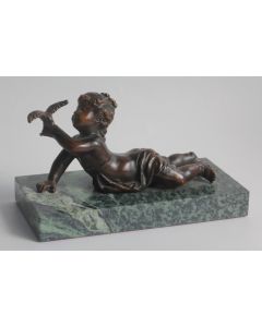 Bronze Enfant à l'oiseau XIXe siècle