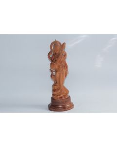 Sculpture bois sculpté Sarasvati Déesse Inde