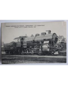 Carte postale ancienne grande Locomotive Gotthardbahn Suisse 1907