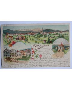 Carte postale ancienne Gruss von Schwellbrunn Appenzell Suisse