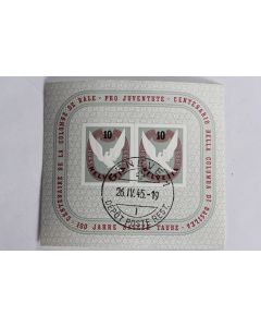 Timbre Suisse Pro Juventute B144 Centenaire Colombe de Bâle 1945