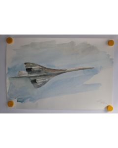 Estampe Avion Concorde en vol Guillaume Durrieu Aquarelle 2003