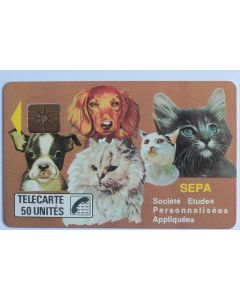 Télécarte à puce France Privée SEPA 1 Chiens et chats 1989