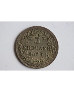 Monnaie 3 Kreuzer 1855 Baden Friedrich I Allemagne
