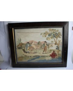 Tableau soie brodée Napoléon Ier Empire