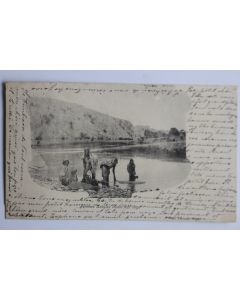 Carte postale ancienne Femmes Kabyles lavant leur linge Algérie