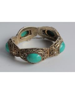 Bracelet filigrane argent vermeil Turquoise Chine