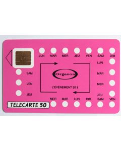 Télécarte à puce France Privée Organon 1990