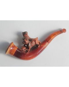 Ancien fume cigarette écume sculptée Chiens Boxers