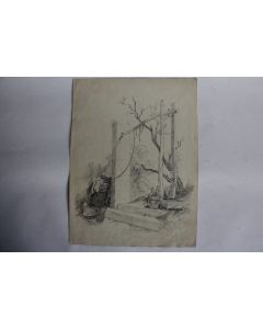 Dessin original au crayon XIXe siècle