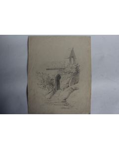Dessin original au crayon Chapelle XIXe siècle