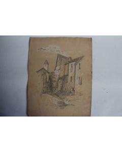 Dessin original au crayon réhaussé XIXe siècle