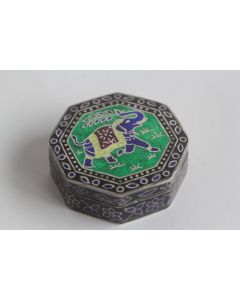 Boite à pilules argent émaillé Éléphant Rajasthan