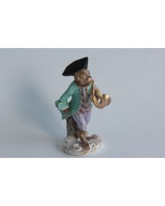 Figurine porcelaine Singe musicien Orchestre Carl Schneider Allemagne