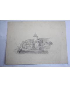 Dessin original DIDAY ou CALAME Château de Chillon Suisse