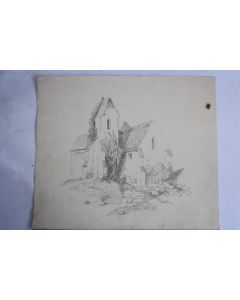 Dessin original François DIDAY ou Alexandre CALAME Chapelle alpine