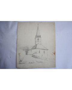 Dessin original François DIDAY ou Alexandre CALAME Église
