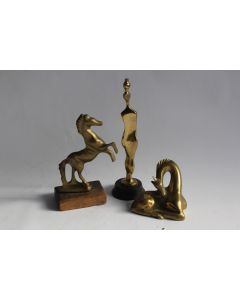 Anciennes Sculptures bronze Girafe Cheval Femme