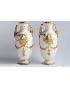 Paire vases porcelaine Reissner Stellmacher Kessel Autriche Art nouveau