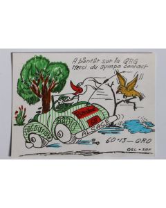 Carte postale QSL Radio Amateur Alsace Banane 68