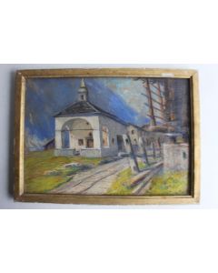 Tableau Charles MELTZER Pastel Praz-de-Fort Suisse XIXe siècle
