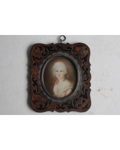 Ancienne miniature cadre marqueterie Boulle Napoléon III