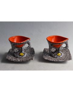 Paire tasses et sous tasses céramique Vaucour Vallauris