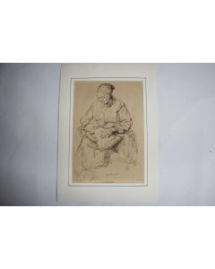 Gravure originale Paul RENOUARD La grand mère Gazette des Beaux-Arts