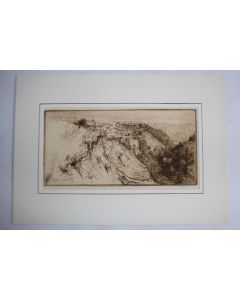Gravure originale Edgar CHAHINE Monte Oliveto Maggiore Italie