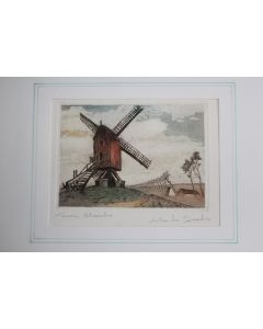 Gravure originale Vieux Moulin signée