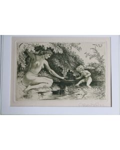 Gravure originale Alfred SODER mois juillet Juli 