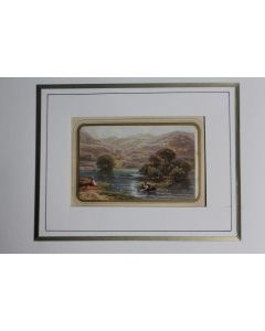 Ancienne gravure couleurs Lac de montagne