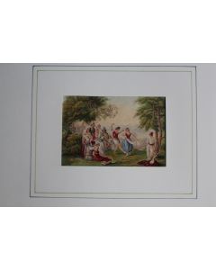 Ancienne gravure couleurs George BAXTER Danse Folklore