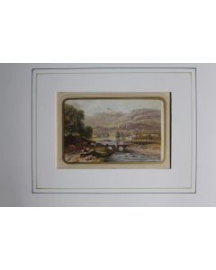 Ancienne gravure couleurs Scène champêtre