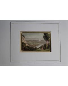 Ancienne gravure couleurs Vue sur la vallée