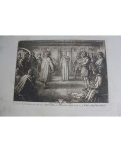 Gravure eau-forte 450e anniversaire Fribourg Confédération Helvétique