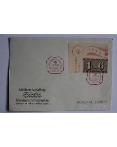 Timbres sur enveloppe centenaire du timbre Suisse PJ 1943