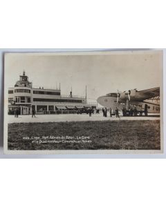 CPA Rhône Lyon Port aérien de Bron Gare Quadrimoteur Italien