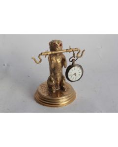 Porte-montre de gousset bijoux Chien bronze doré
