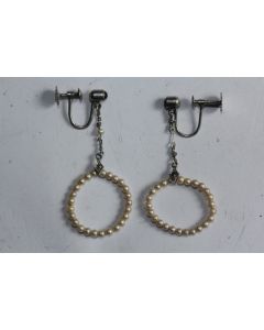 Pendants d'oreilles argent et perles Napoléon III