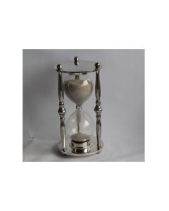 Sablier verre soufflé et métal argenté
